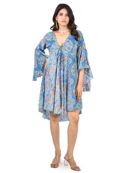 ADC SHEMONA Women
                          Bohemian Print Flared Sleeve Crepe A-Line
                          Dress