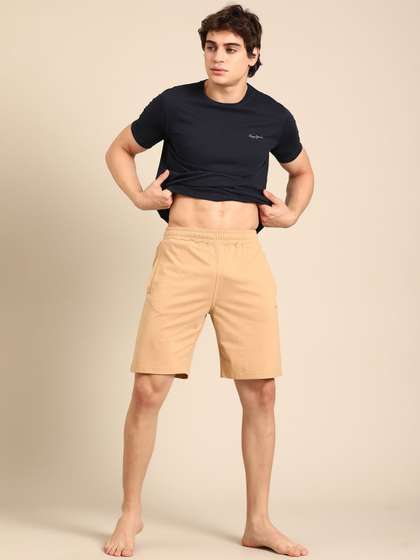 Pepe Jeans Men Solid
                        Mid-Rise Slip-On Lounge Shorts
