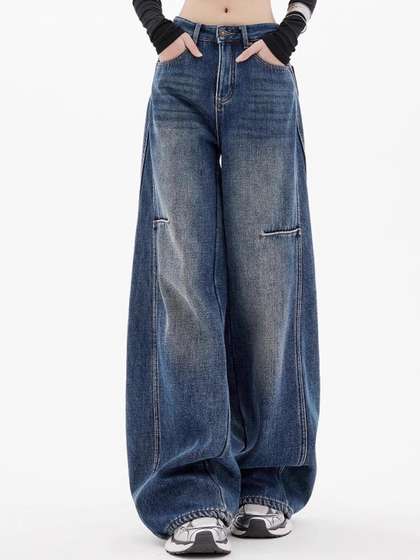 StyleCast Retro
                          Women Comfort Wide Leg Slash Knee Acid Wash
                          Stretchable Cotton Jeans