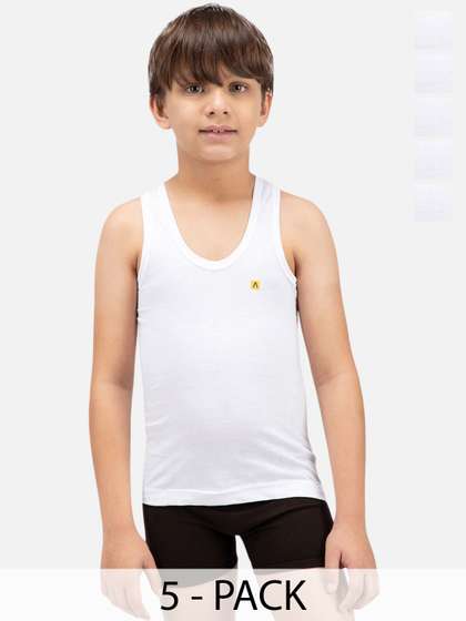 AMUL COMFY Boys Pack Of
                    5 Cotton Basic Vests IP-AC-SRN-VE-WHT-5PC