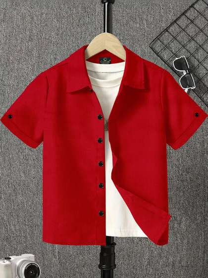 CRESALE Boys Solid
                      Casual Shirt