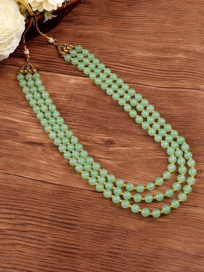 JIYANSHI FASHION Men
                    Gold-Plated Artificial Stones Studded And Beaded
                    Necklace