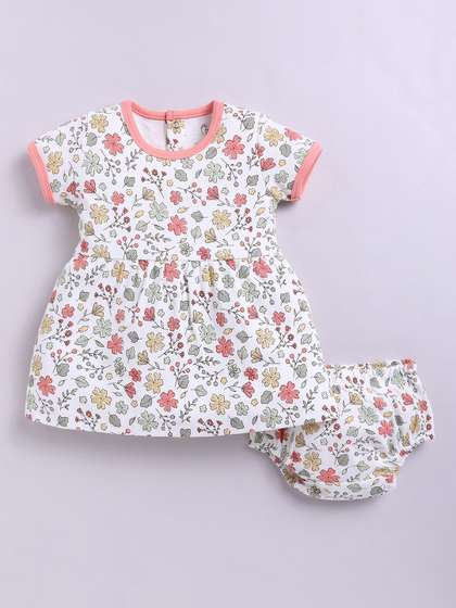BABY GO Girls Floral
                    Printed Round Neck A-Line Dress