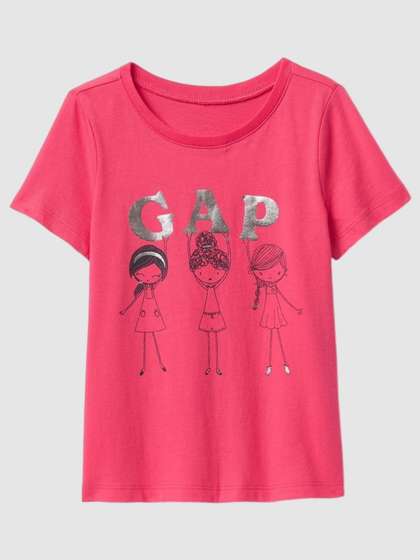 GAP Girls Graphic
                    Printed Round Neck Cotton Relaxed Fit T-shirt