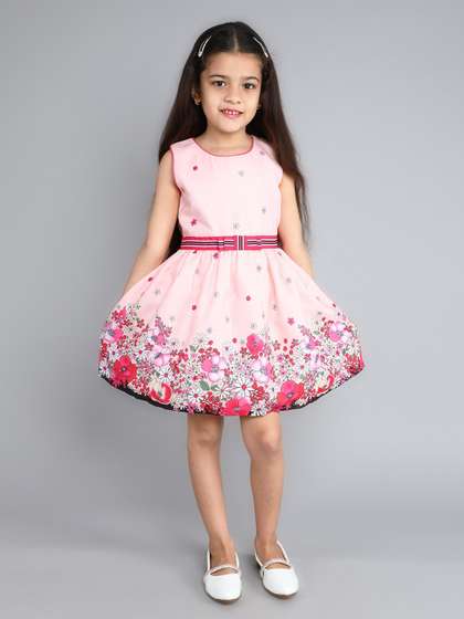 Funshine Girls Floral
                    Printed Sleeveless Fit & Flare Cotton Dress
