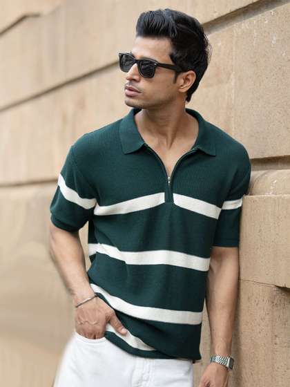 Powerlook Striped
                        Polo Collar T-shirt