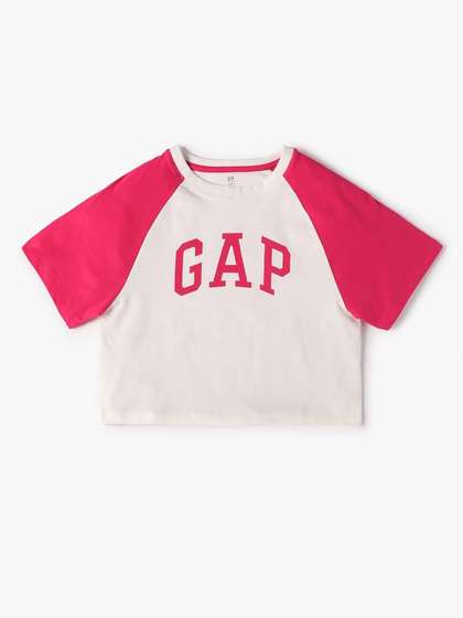 GAP Girls Raglan
                      Sleeves Brand Logo Printed T-Shirt