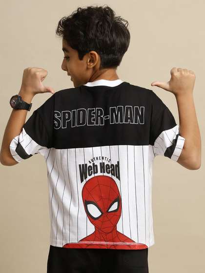 Kids Ville Boys
                    Spiderman Printed Round Neck Oversized Pure Cotton
                    T-Shirt