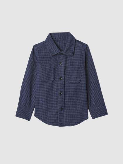 GAP Boys Relaxed Fit
                    Micro Checked Spread Collar Cotton Casual Shirt