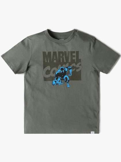 GAP Boys Marvel Graphic
                    Printed Pure Cotton T-Shirt