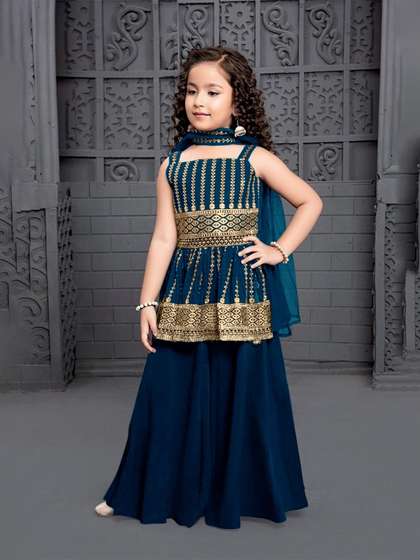 Tulsi Creation Girls
                    Ethnic Motifs Embroidered Empire Kurta with Palazzos
                    & With Dupatta