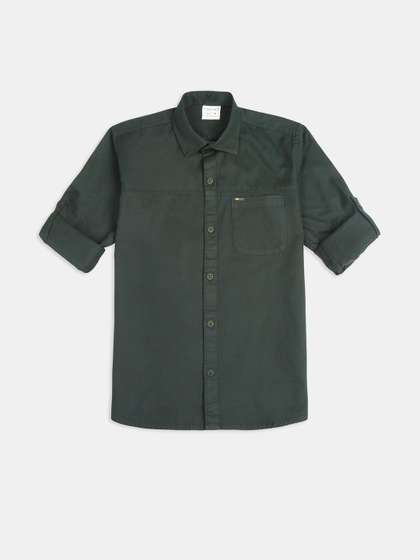 CAVIO Boys Roll-Up
                      Sleeves Solid Shirt