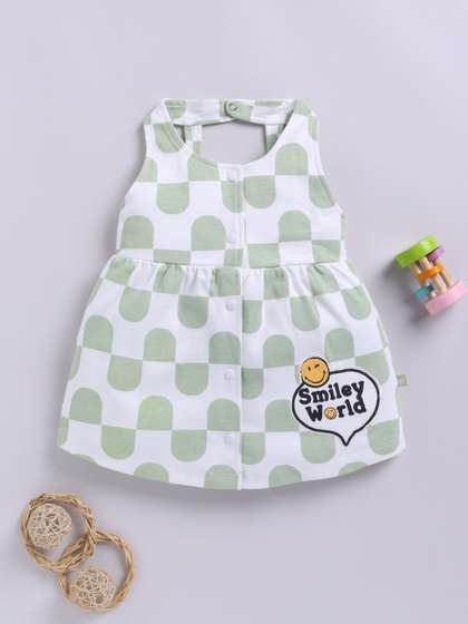 Moms Love Infant Girls
                    Pure Cotton Printed Fit & Flare Dress with
                    Applique Detail