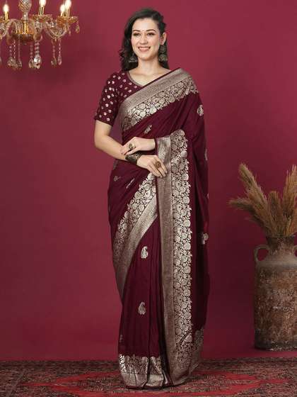 LEAFFEB Woven
                          Design Zari Banarasi Saree