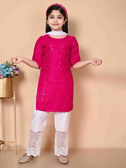 BARKAT DESIGNING PLANET
                    Girls Ethnic Motifs Embroidered Kurta with Trousers
                    & Dupatta