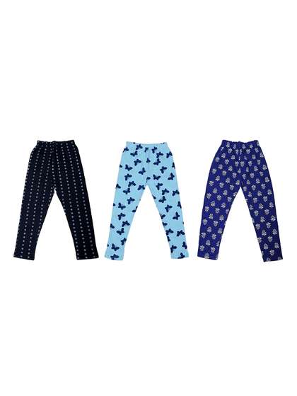 FRENCH KLEIDER Girls
                    Pack Of 3 Printed Mid-Rise Churidar-Length Leggings