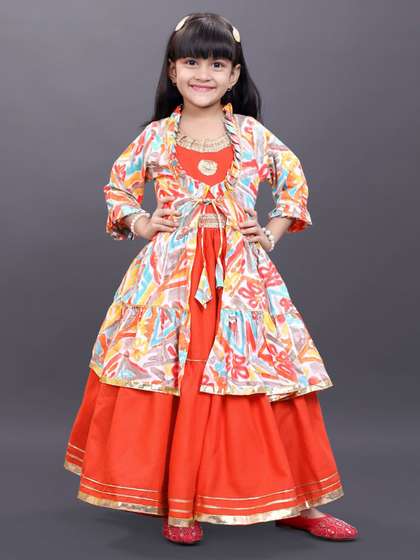 satyamfab Girls Round
                    Neck Self Design Fit and Flare Dress