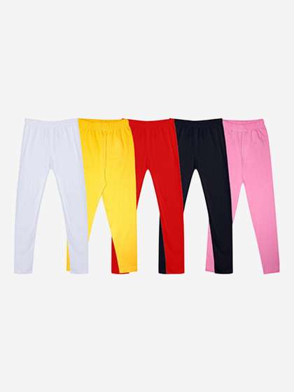 FRENCH KLEIDER Girls
                    Pack Of 5 Mid-Rise Churidar-Length Leggings