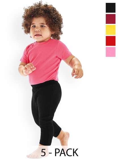FRENCH KLEIDER Girls
                    Pack Of 5 Mid-Rise Ankle-Length Leggings