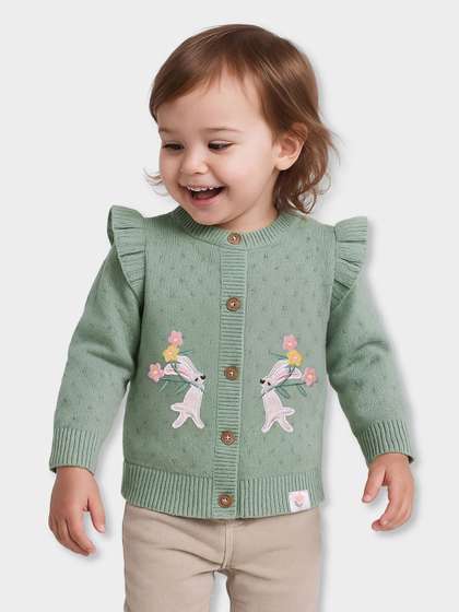 MiArcus Girls
                    Embroidered Pattern Full Sleeves Cardigan Sweater