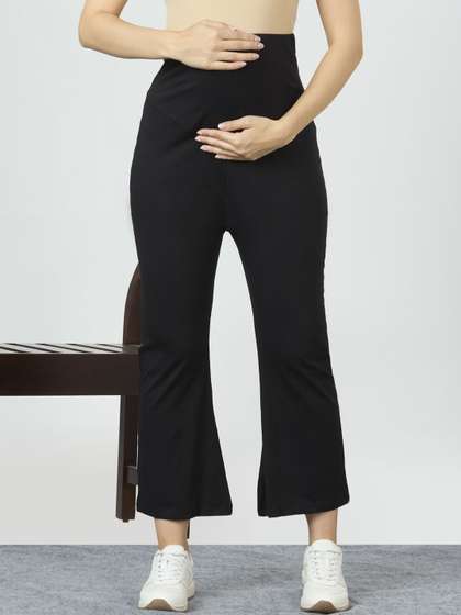 MeeMee Women Cotton
                        Wide Leg Maternity Track Pant