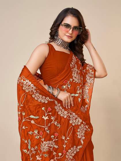 HERE&NOW
                          Embellished Embroidered Saree