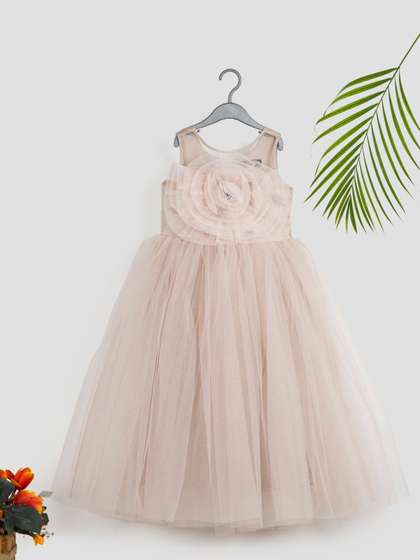 Toy Balloon kids Girls
                    Floral Applique Tulle Fit & Flare Maxi Dress
