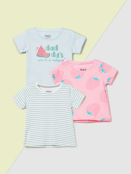max Girls Graphic
                    Printed Round Neck Pure Cotton T-shirt