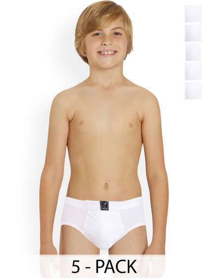 inner element Boys Pack
                    Of 5 Breathable Pure Cotton Basic Briefs
                    WHITE_BRIEF_PK5