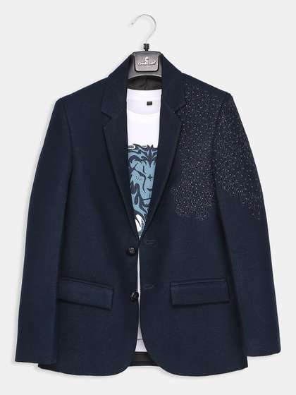 CHARCHIT Boys
                    Embroidered Single-Breasted Casual Blazer With
                    T-Shirt