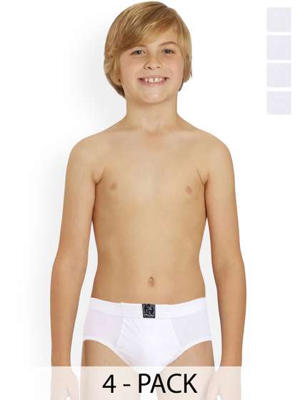 inner element Boys Pack
                    Of 4 Breathable Pure Cotton Basic Briefs
                    WHITE_BRIEF_PK4