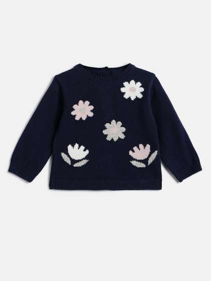 Chicco Girls Floral Self
                    Design Woollen Pullover