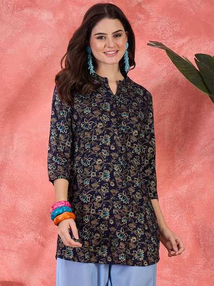 Sangria Floral
                        Printed Straight Short Kurtis