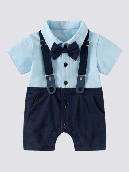 StyleCast x Revolte
                    Infant Boys Color-Blocked Cotton Rompers