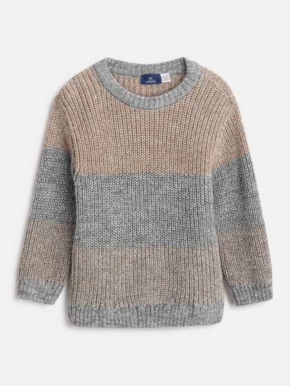 Chicco Boys
                    Colourblocked Self Design Ribbed Pullover Sweaters