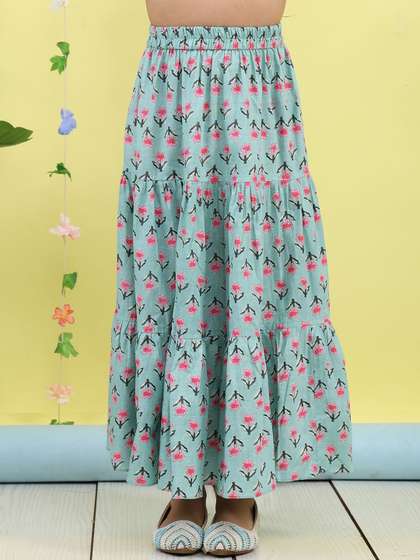 Sangria Girls Floral
                      Printed Maxi Skirt
