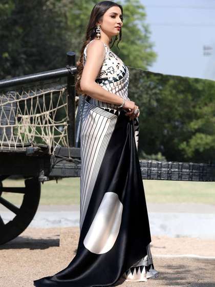 ASISA Sudha Women
                        Striped Satin Saree With An Unstitched Blouse
