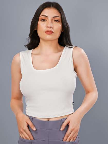 Plus Size Women
                        Ribbed Fitted Crop Top