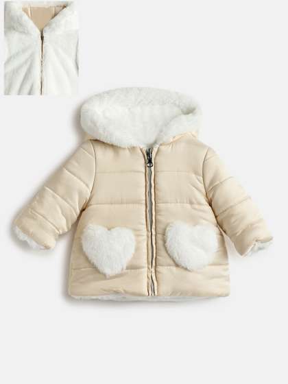 Chicco Girls Hooded Self
                    Design Reversible Casual Parka