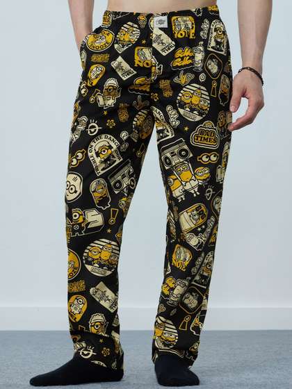 The Souled Store Men
                        Regular Fit Minions Printed Black Pajamas