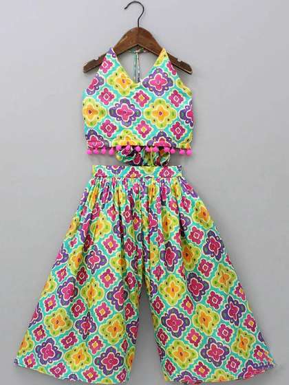 KidsFlower Girls Printed
                    Top with Palazzos