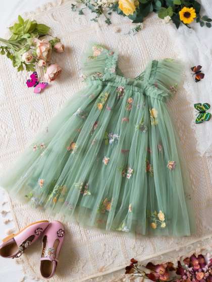 INCLUD Girls Embellished
                    Embroidered A-Line Dress