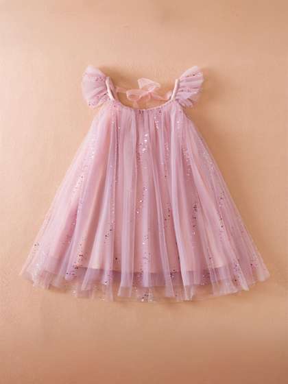 INCLUD Girls Embellished
                    Flutter Sleeve Tulle A-Line Dress