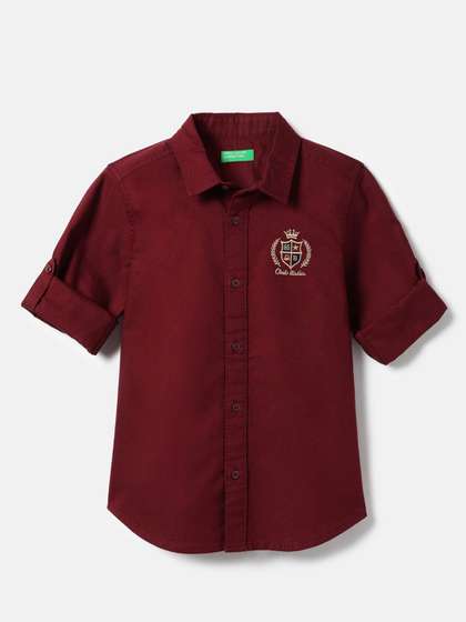 United Colors of
                          Benetton Boys Solid Spread Collar Cotton
                          Casual Shirt
