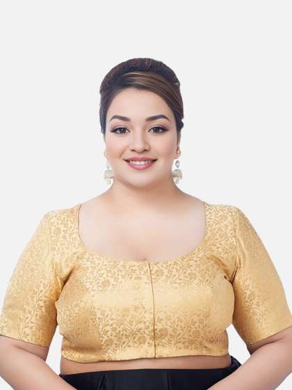 Biyu Plus Size Woven
                        Design Brocade Saree Blouse
