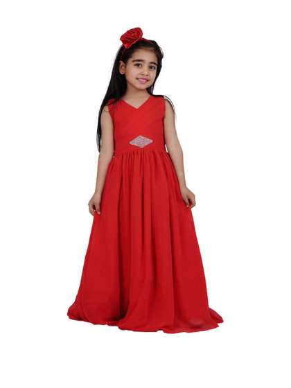 Shahina Fashion Girl's
                    Satin Birthday Maxi Dress
