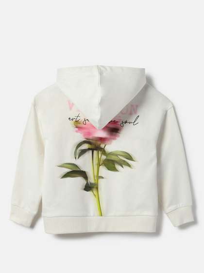 United Colors of
                    Benetton Girls Floral Printed Hooded Cotton
                    Pullover