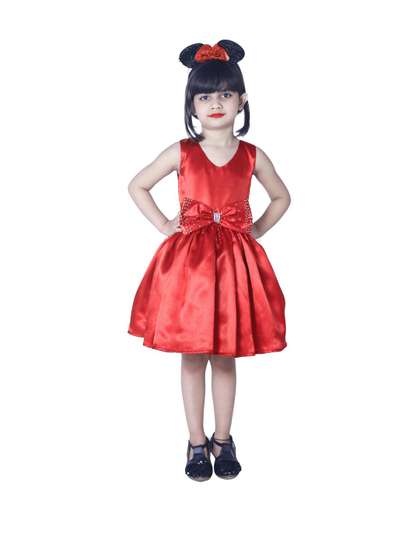 Shahina Fashion Girls
                    Satin Bow Detailed Knee Length Dress