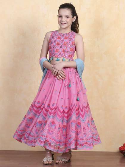 Biba Girls Embellished
                      Mirror Work Ready to Wear Lehenga & Blouse
                      With Dupatta