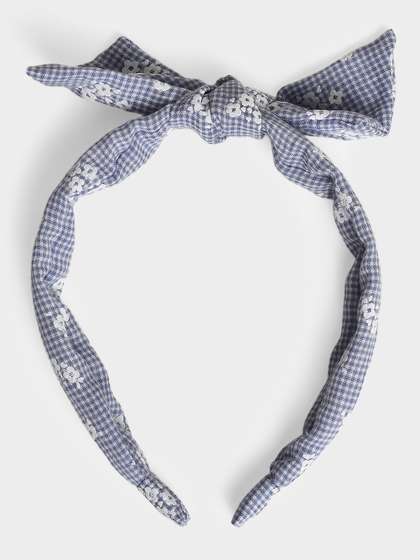 MiArcus Gingham Girls
                    Floral Knot Headband with Embroidered Detailing